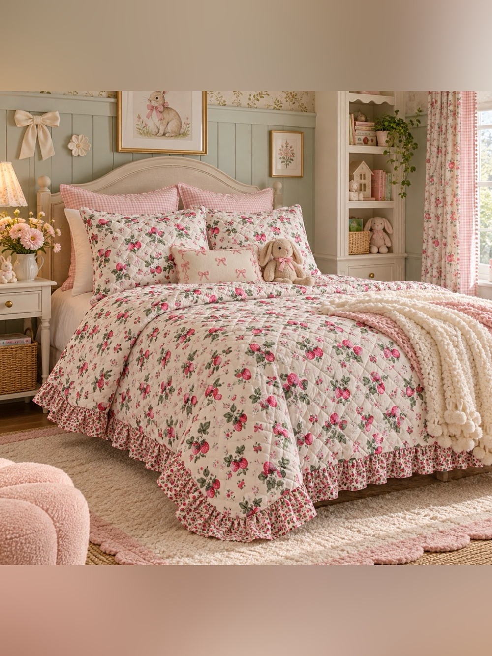 Cath Kidston Pink Rose Print Quilt set